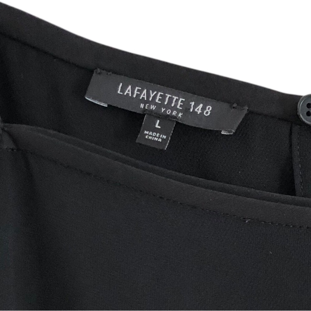 Layfayette 148 Asymmetrical Black Silk Tunic Large - Picture 5 of 11